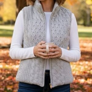 Joie Mixed Cable Knit Puffer Sweater Vest XL Sand Spring Transitional Gorp Artsy